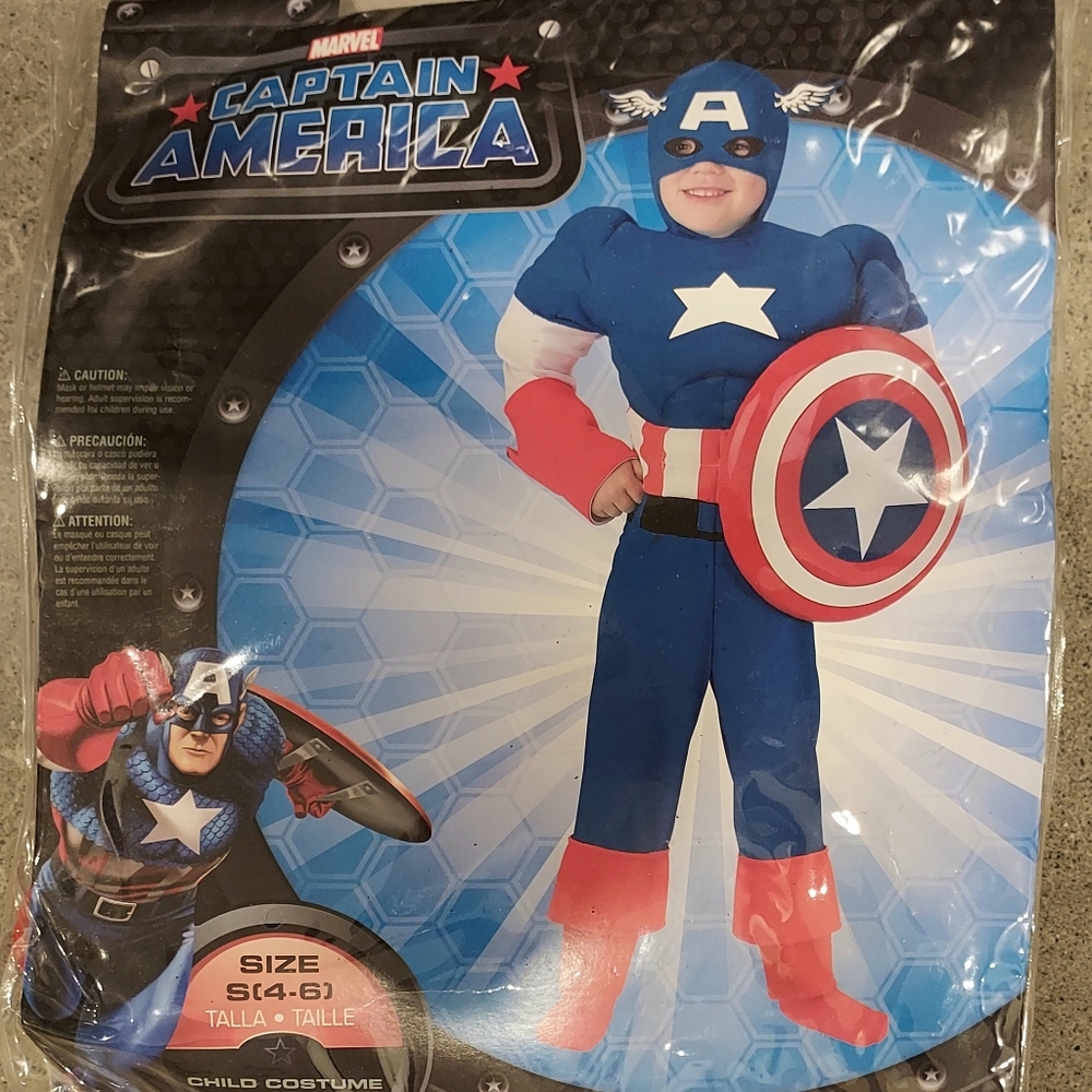 *SHIPS SAME/NEXT DAY* New Captain America Costume w/ padded muscles Sizes Avail